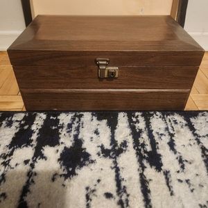 Vintage wooden jewelry box, organizer. Made in Canada by Mele